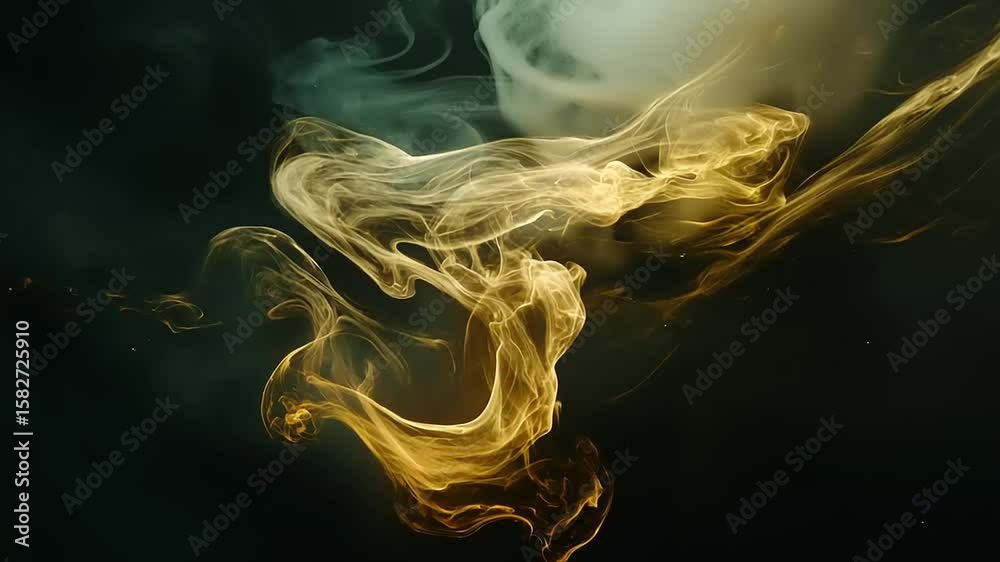 Golden ink swirling in dark liquid
