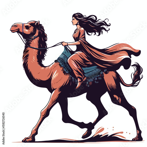 vector image of a person riding a camel