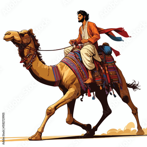 vector image of a person riding a camel
