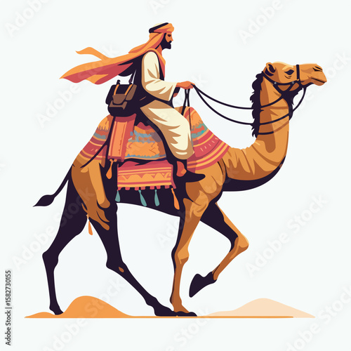 vector image of a person riding a camel