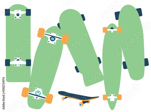 Skateboard Pile Up A Fun Green Skateboard Arrangement