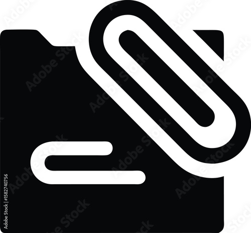 Folder attached paperclip icon symbol