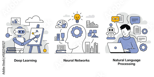 Artificial Intelligence Technology Concept – Robot Showing Data with Neural Networks, Voice Recognition, and Natural Language Processing for Automation, Machine Learning, and Data Science

