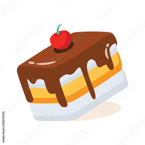 A smooth 2d style icon of chocolate pastry