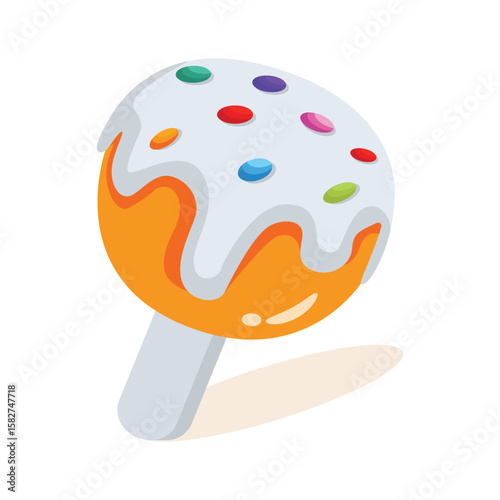 A playful 2d style icon of cake pop treat
