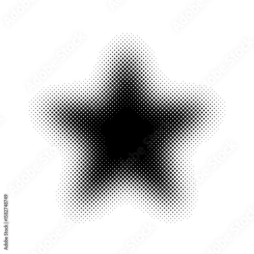 Halftone Star Shape – Black Gradient Dot Effect Vector Illustration