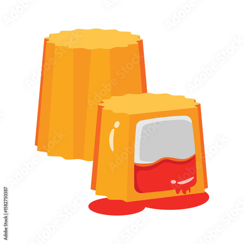 A gooey 2d style icon of caramel chocolate bar