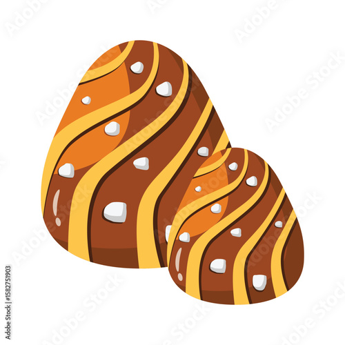 A glossy 2d style icon of bite-size chocolates
