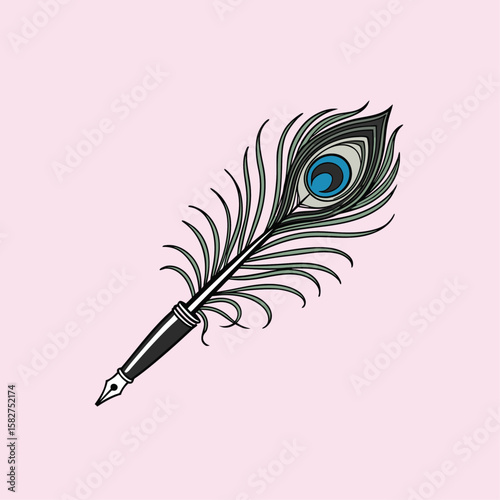 Peacock feather pen