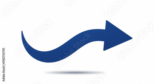 Curved Arrow Icon: Blue Navigation Pointer Graphic