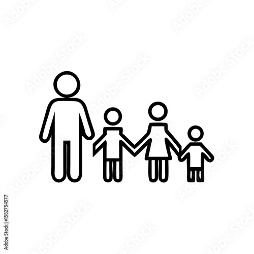 Family walking together icon for blogs, websites, clipart, parenting, family values, outdoor activities, educational and awareness materials