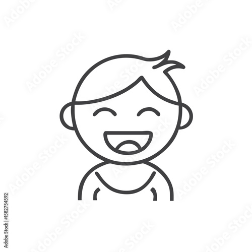 Child laughing icon for blogs, websites, clipart, happiness, childhood, fun, emotional awareness, educational and informational materials