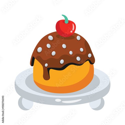 A soft 2d style icon of chocolate bun dessert