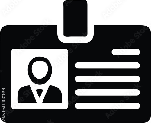 Employee id badge icon black and white