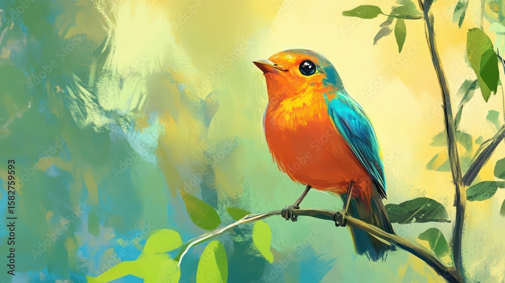 Fototapeta premium How-to-draw guide for children, focusing on animals and nature, bright and vibrant illustrations