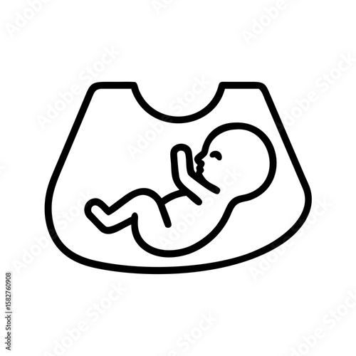 Baby scan outline icon on transparent background  