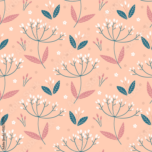 Pattern Seamless with flowers and leaves.