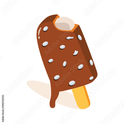 A fruity 2d style icon of chocolate popsicle
