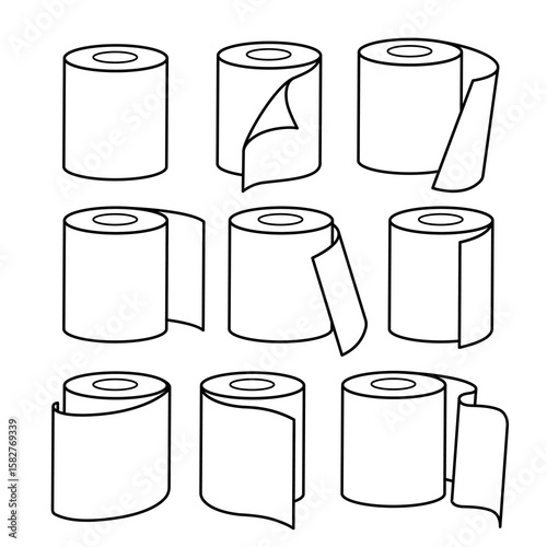 paper roll set outline illustration
