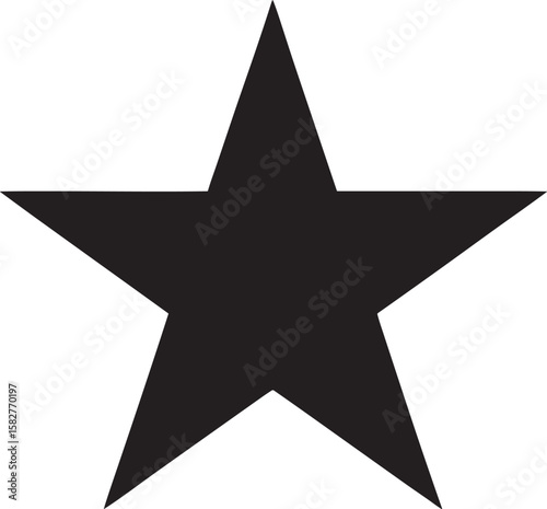 Black five pointed star silhouette vector graphic