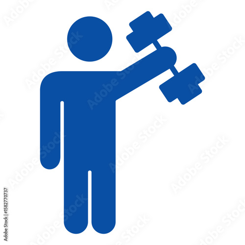 Dumbbells Exercise Icons In Blue Style, Vector Illustration