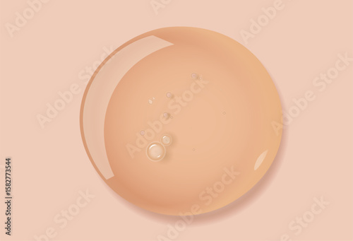 Realistic cosmetic serum drop texture of liquid drops serum gel or collagen skin care