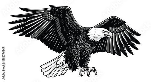 Crispy fried chicken leg illustration in black and white for food designs.