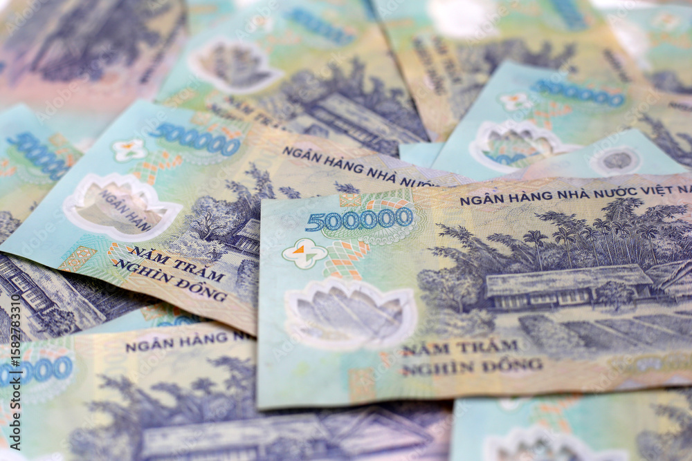 Obraz premium Five hundred thousand dong banknotes