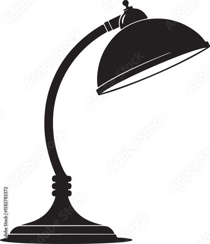 Curved arm desk lamp silhouette black vector table lamp lighting