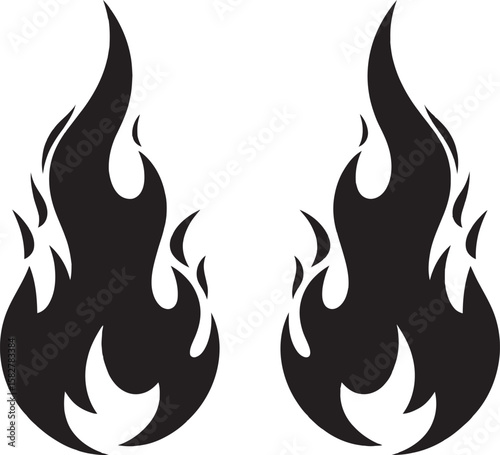 Vibrant tribal flame tattoo designs, a hot symbol set of burning art