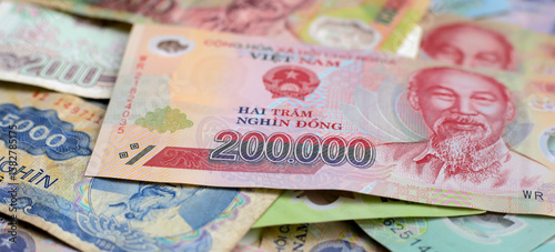 Vietnamese dong banknotes. Money concept
