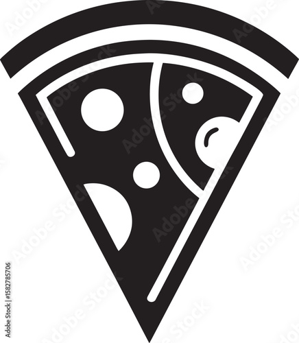 Pizza slice black vector icon food white