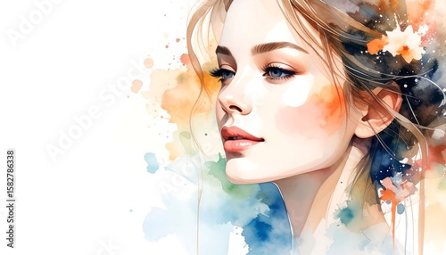 Watercolor woman portrait