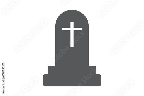 Gravestone, headstone and tombstone icons, tomb stone vector silhouettes.