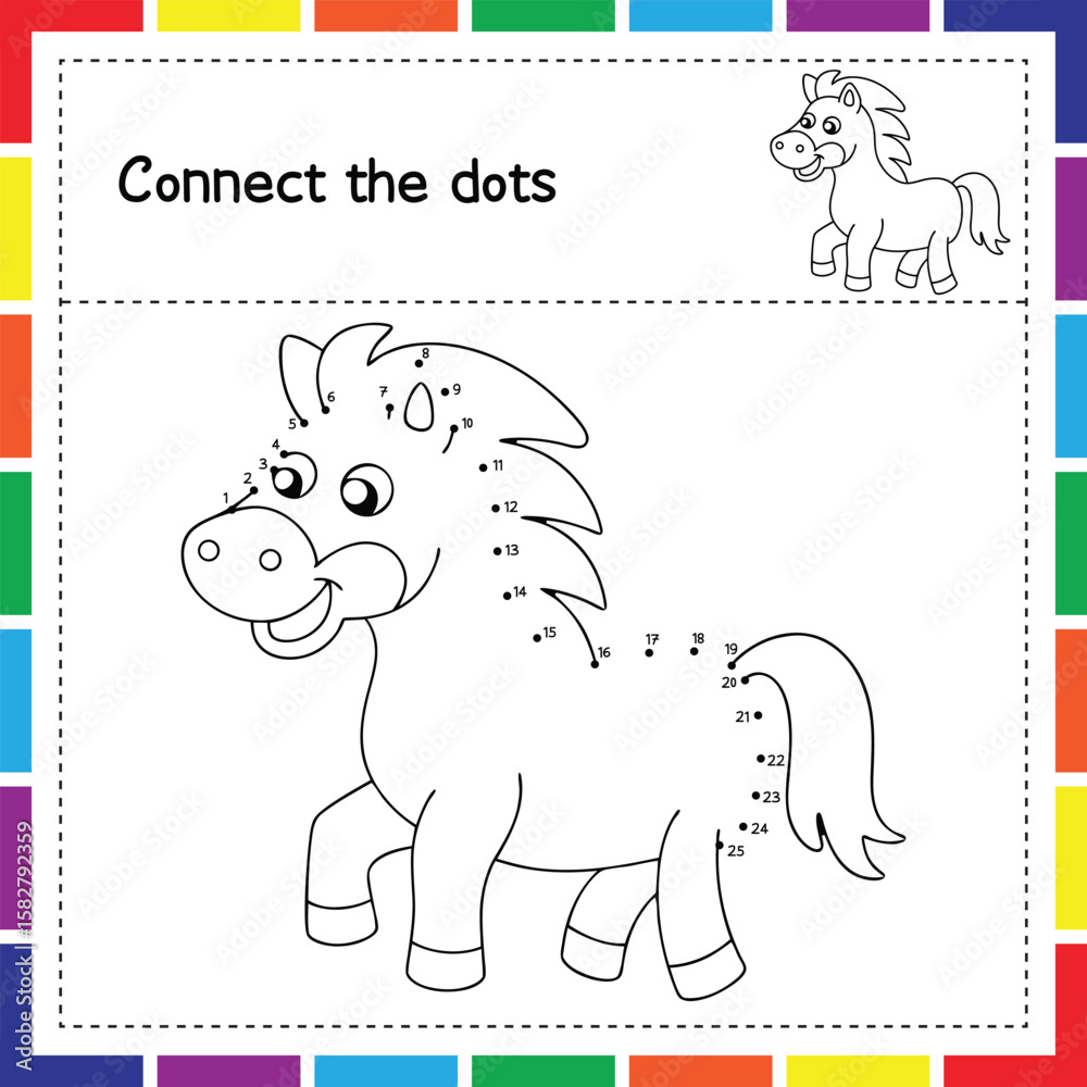 Naklejka premium Cute Animal Connect the Dots Coloring Page, Fun Animal Dot to Dot Activity for Kids