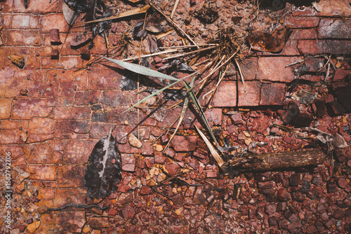 Rustic Red Brick and Earth Ground Texture