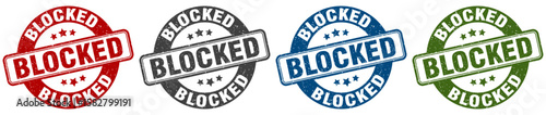 blocked stamp. blocked round stamp set isolated on white background