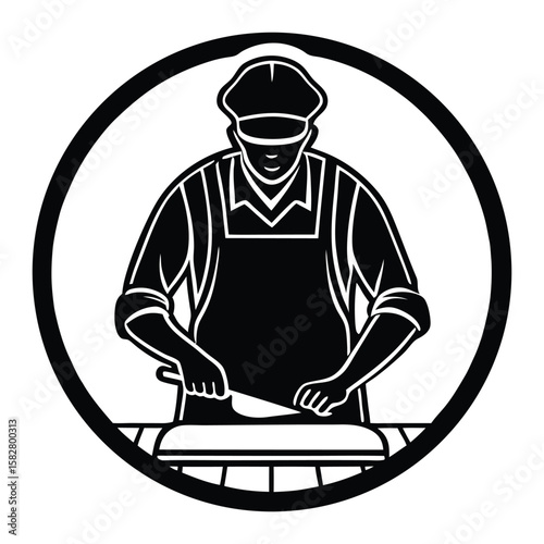 Thanksgiving dinner silhouette butcher carving turkey