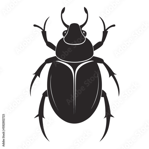 Black beetle insect vector icon