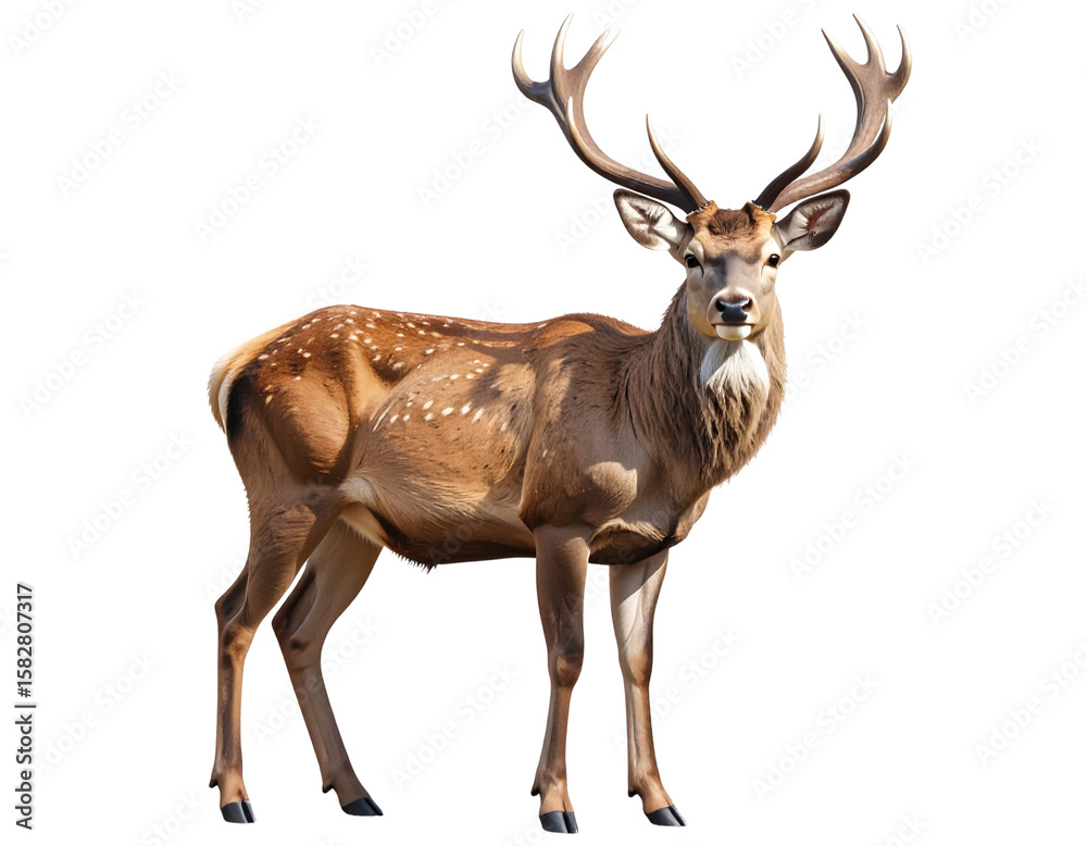 Fototapeta premium Majestic Deer with Antlers – Realistic Forest PNG 