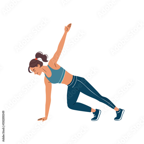 Woman Fitness Workout Icon – Female Body Exercise Vector on White Background