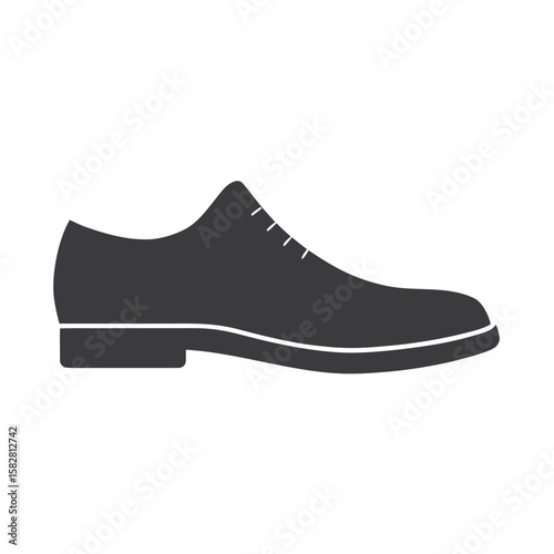 Black oxford shoe silhouette with white stitching detail dress shoe formal shoe