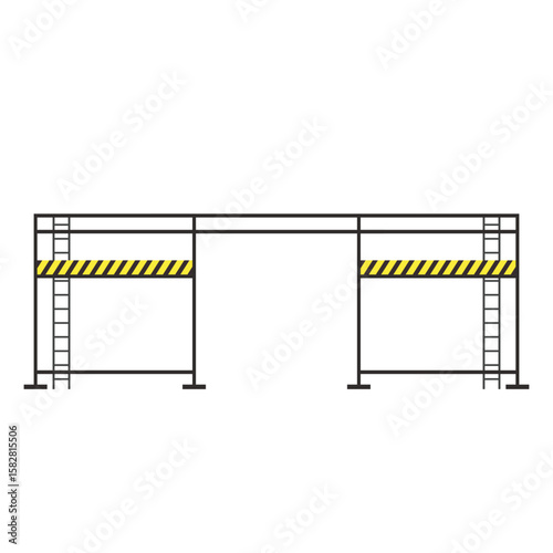 Scaffolding. Vector flat design aluminum prefabricated scaffolding isolated illustration white background.