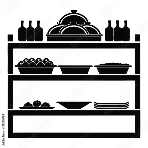 Thanksgiving dinner silhouettes on shelves
