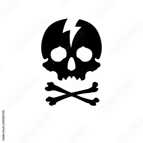 Skull and crossbones with lightning, icon or T-shirt logo design