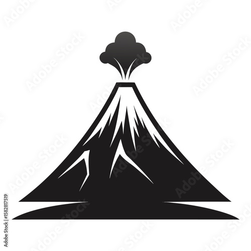 Black volcano erupting smoke silhouette eruption mountain