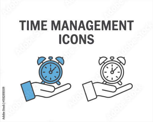 Time Management Icons – Clock in Hand Symbol for Productivity