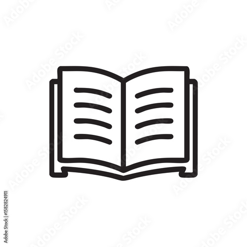 A simple outline icon of an open book with lines of text.