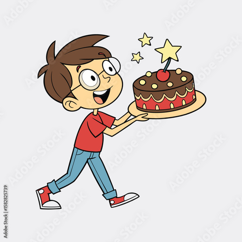 Boy Colorful Happy Birthday Bunting – Vector Illustration Isolated

