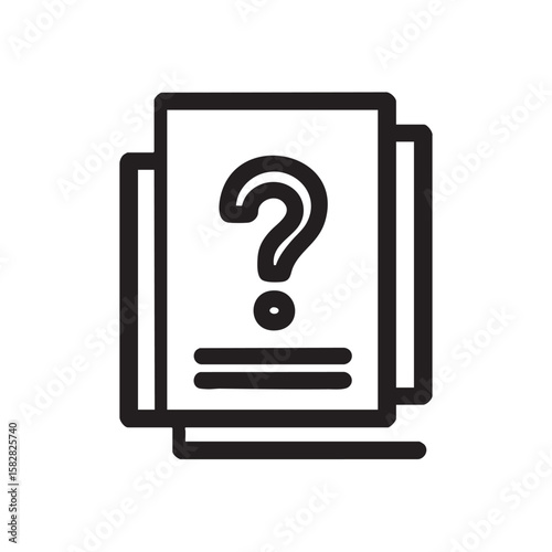 An icon depicting stacked documents with a question mark on top.